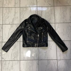 Blank NYC Black Moto Biker Button Zipper Faux Vegan Leather Jacket Women’s XS